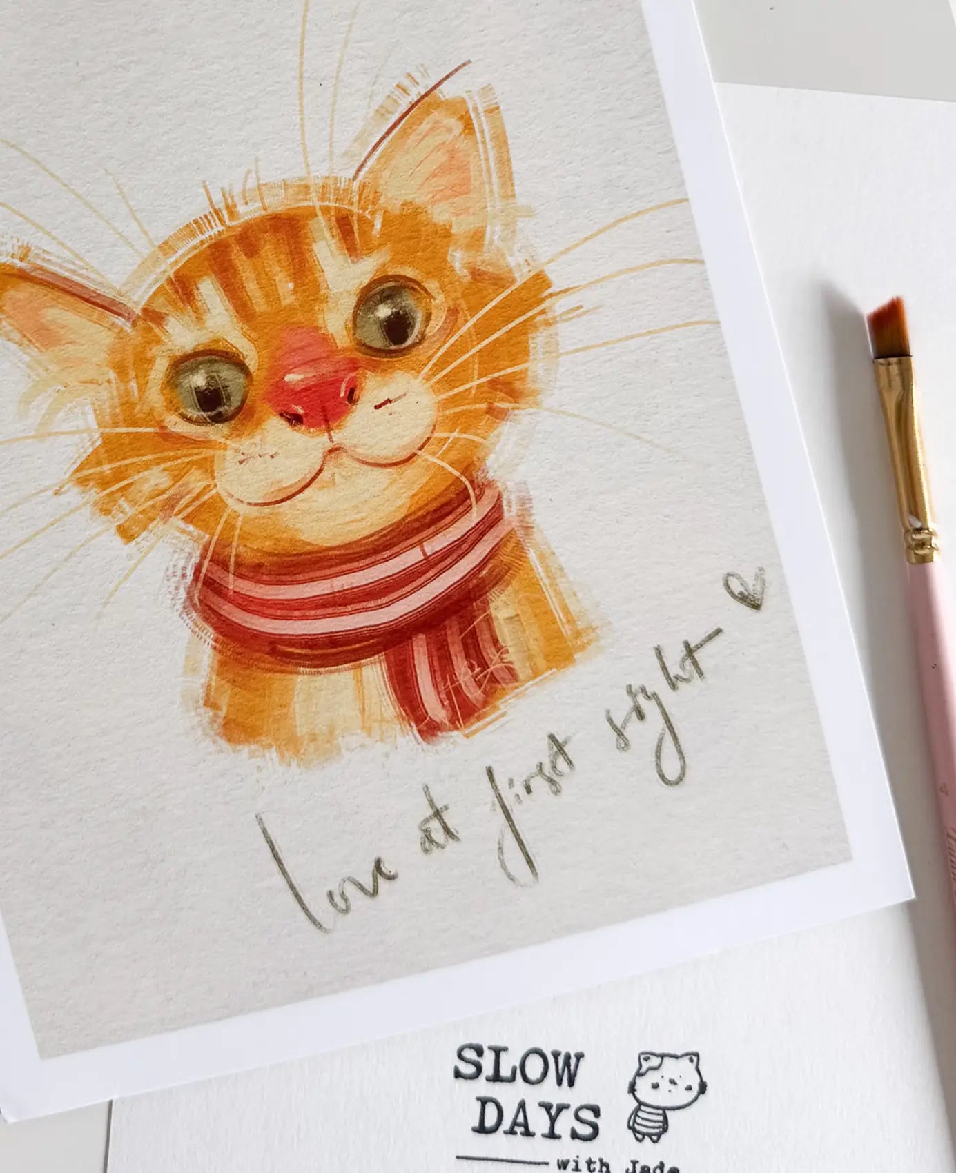 Love At First Sight Cat |Art Print | A4, A5, A6