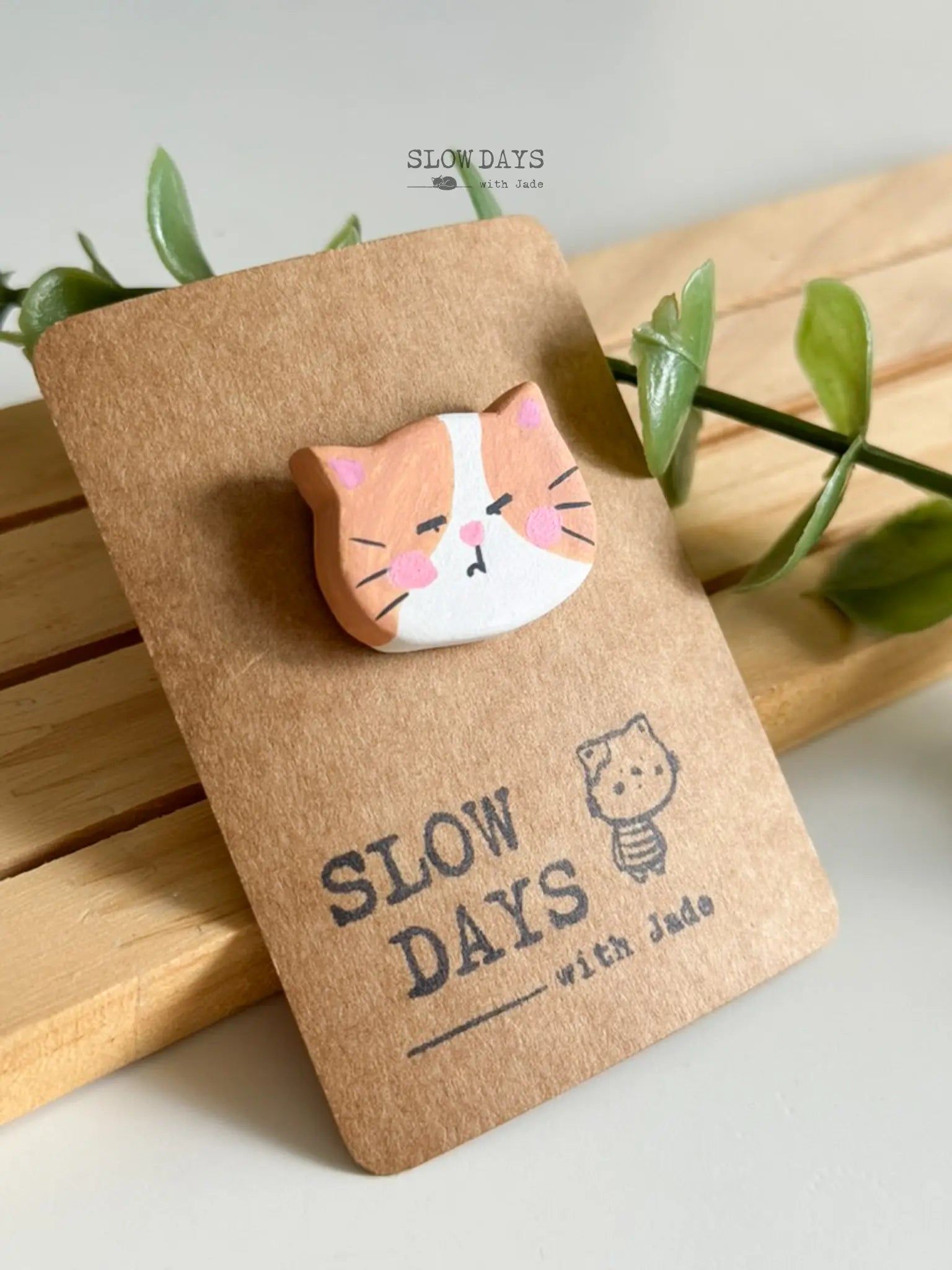 Handmade Clay Pin | Ginger Orange Cat