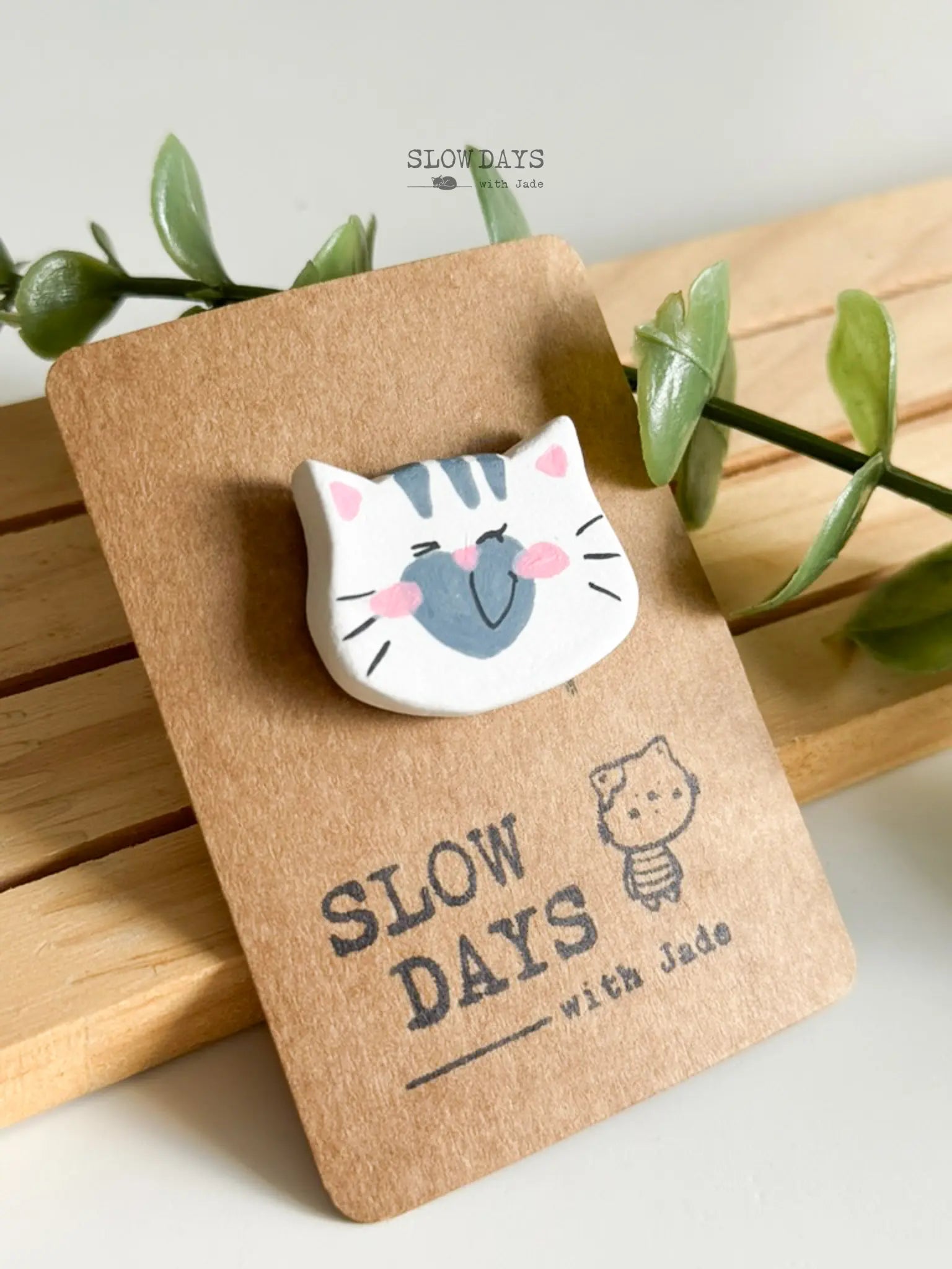 Handmade Clay Pin | Siamese Cat