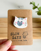 Handmade Clay Pin | Siamese Cat