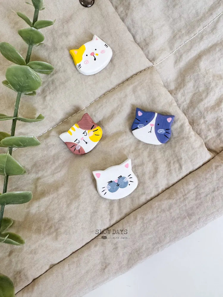 Handmade Clay Pin | Calico Cat
